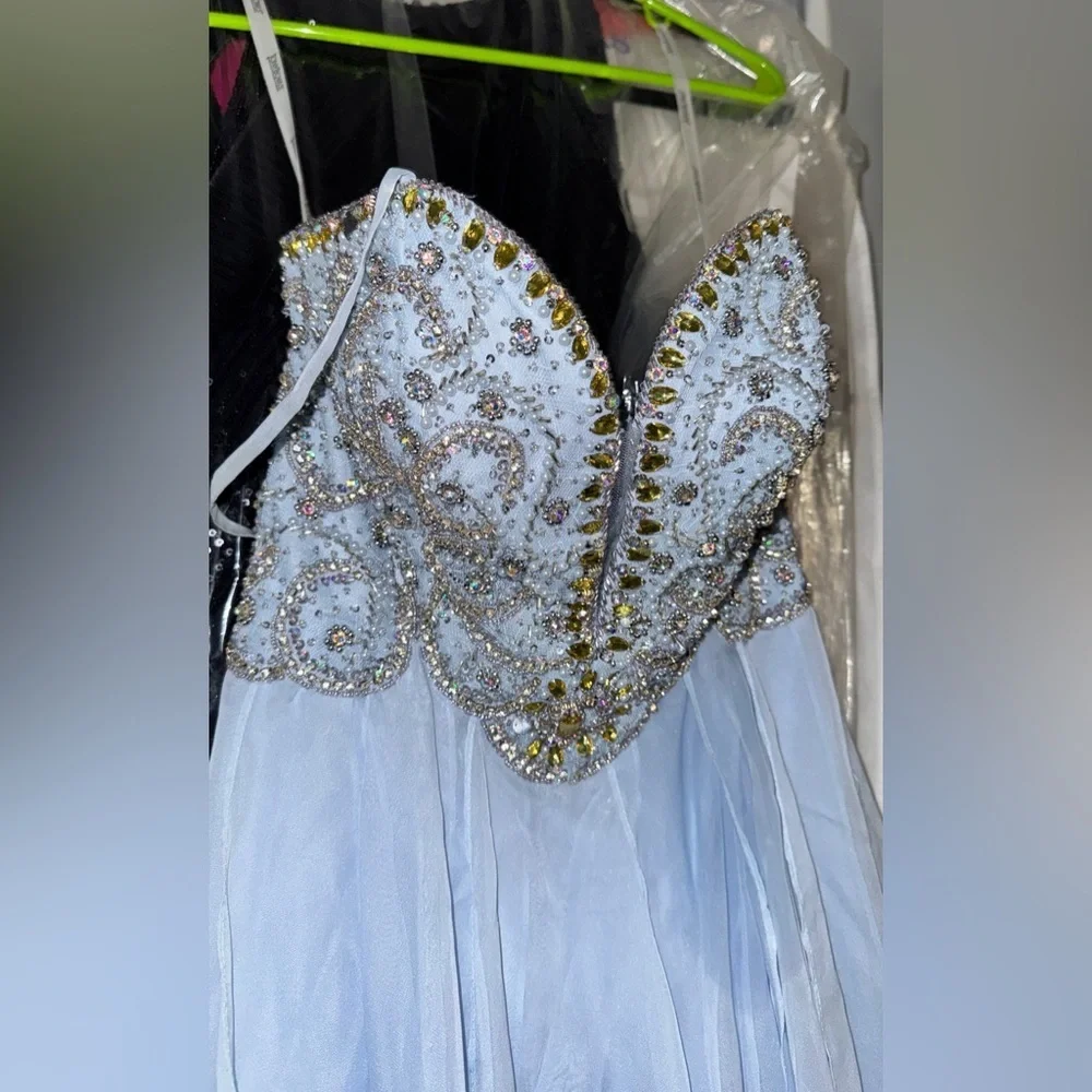 Tony Bowls Light Blue Satin Dress - Picture 2 of 6